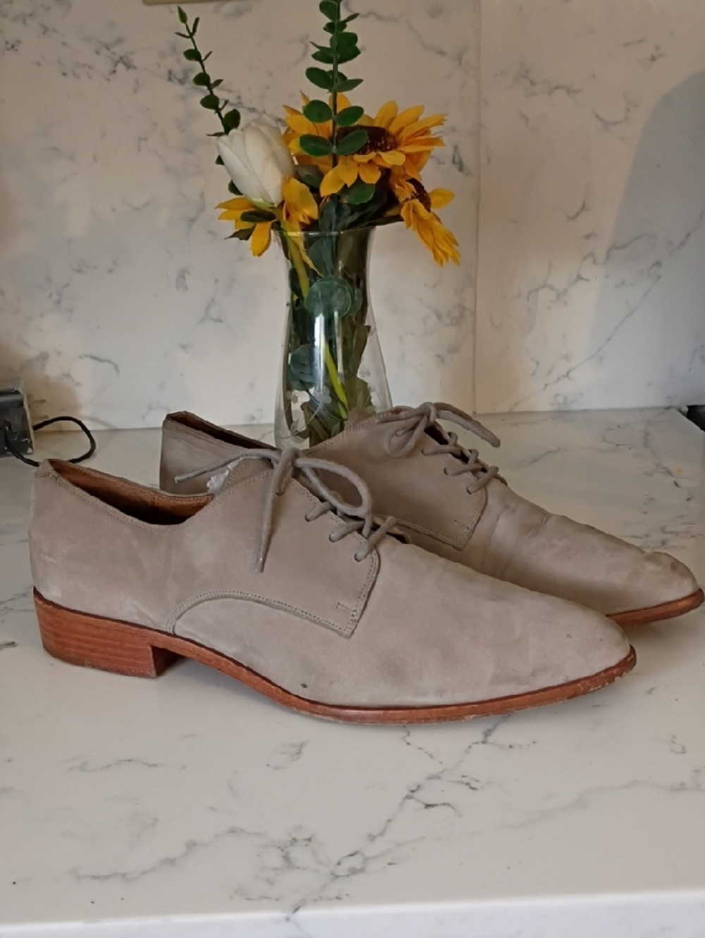 Frye Taupe Suede Lace-Up Oxford